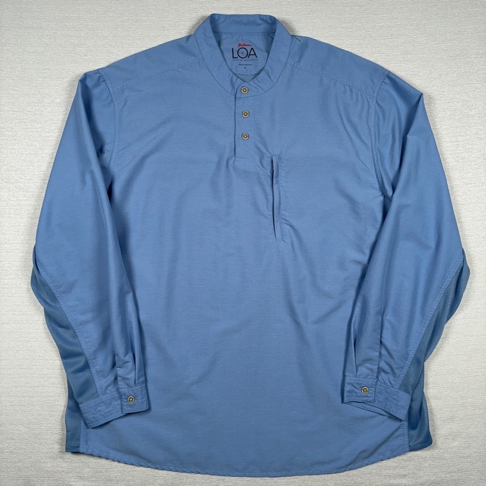 Rail Riders RR-AVT Vented Shirt Mens Size XL Blue Long Sleeve Band Collar